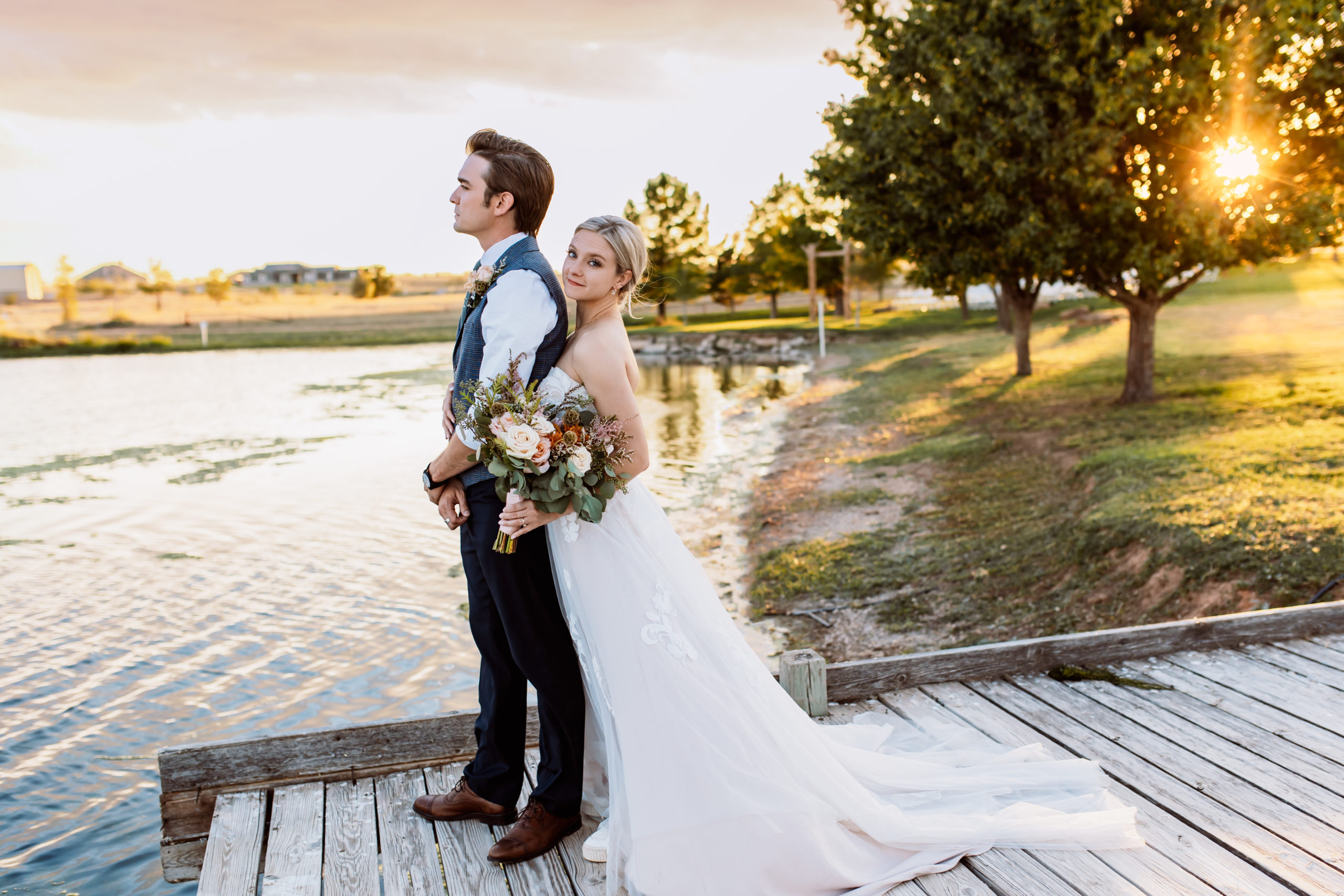 Amarillo bride and groom at sunset