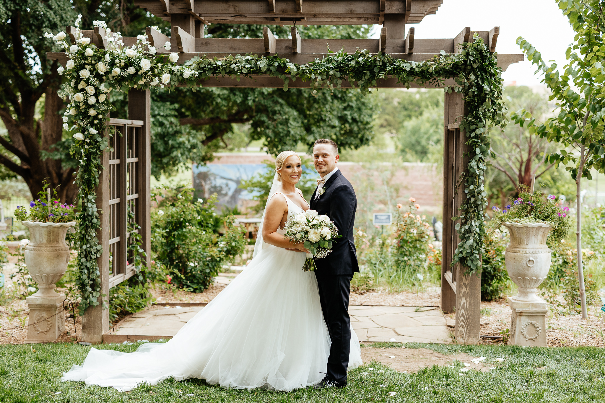 Bride and Groom at Amarillo Botanical Gardens