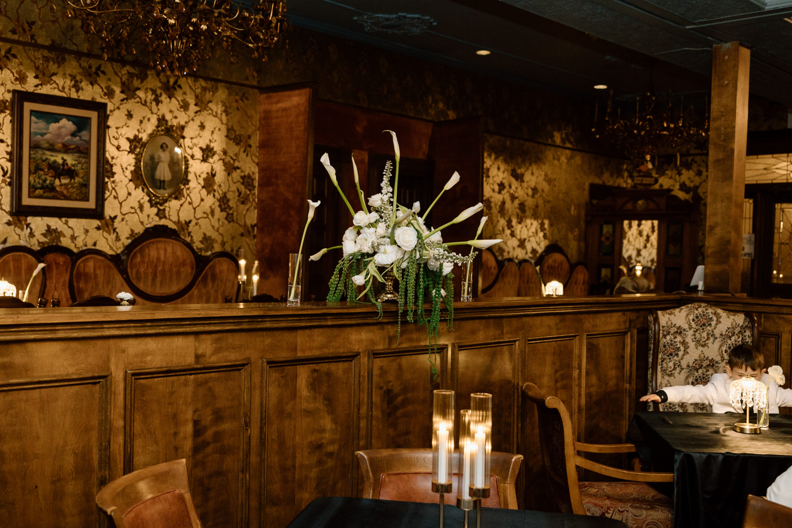 Western wedding reception dinner at the historic Hotel Ecklund in Clayton, NM.