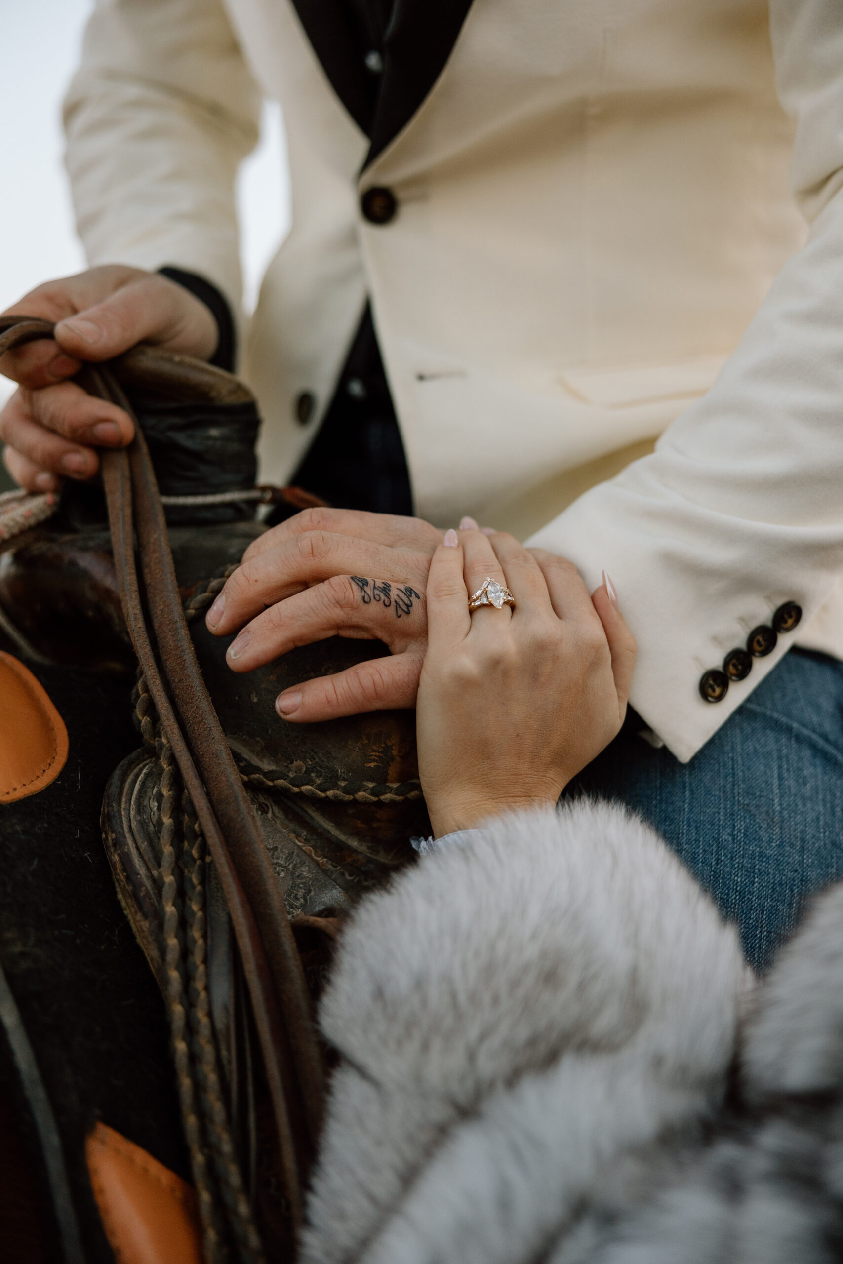 western couple wedding, engagement ring