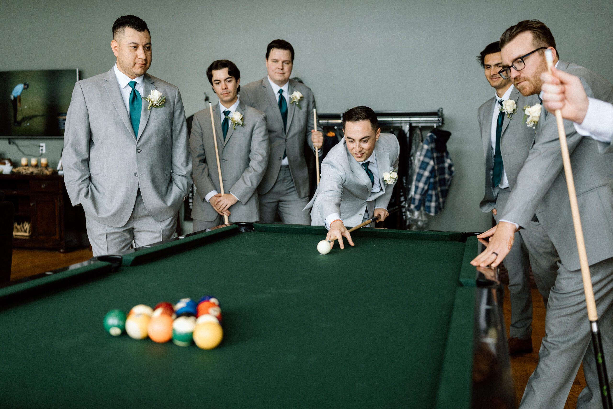 Groom and his guys hanging out at Ashley Ridge.