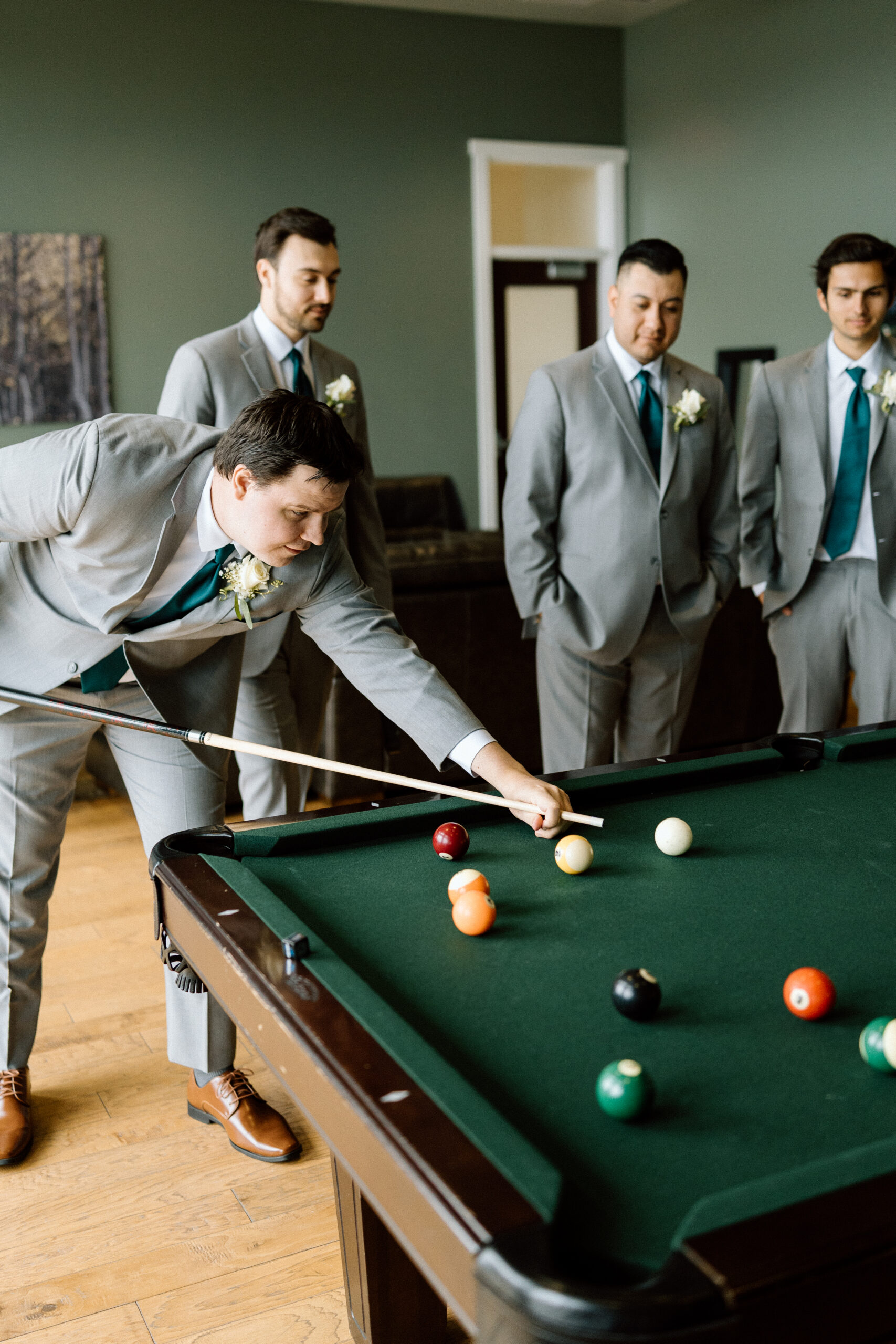 Groom and his guys hanging out at Ashley Ridge.