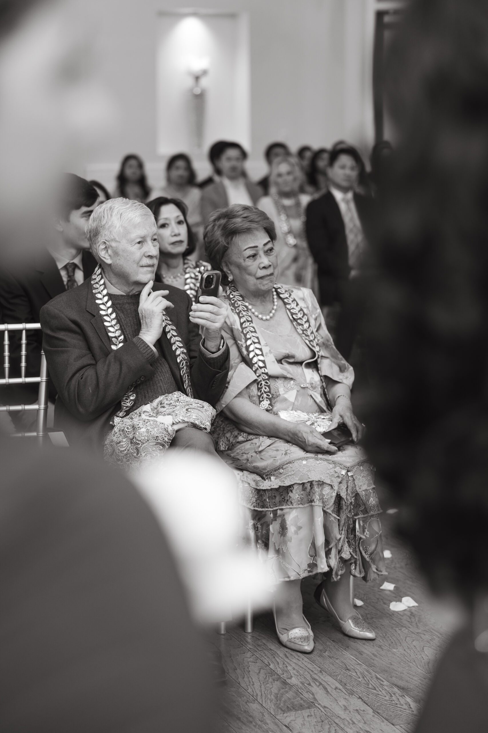 Grandparents' reactions during a Denver wedding ceremony.