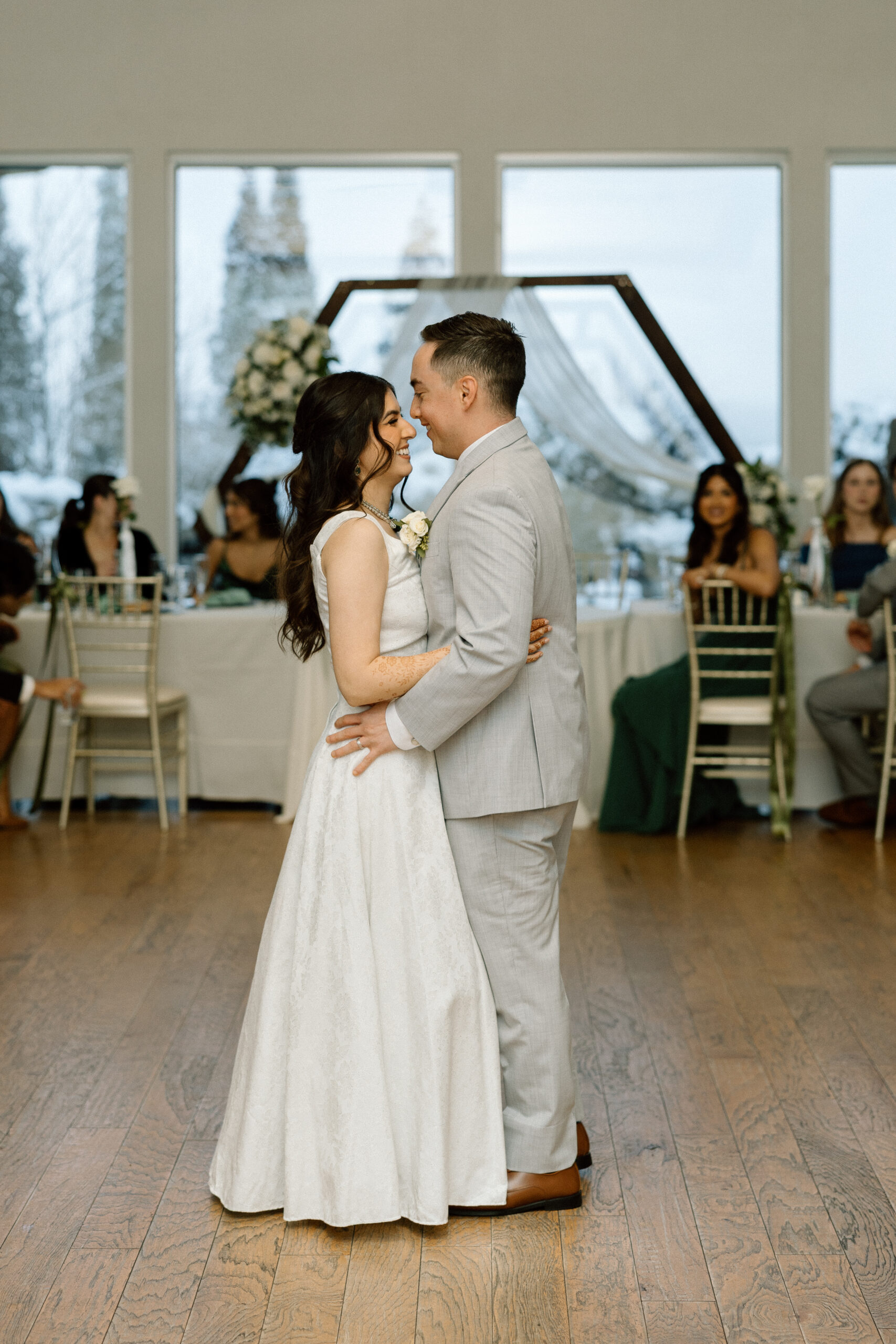First dance floor moments captured by a Denver wedding photographer.