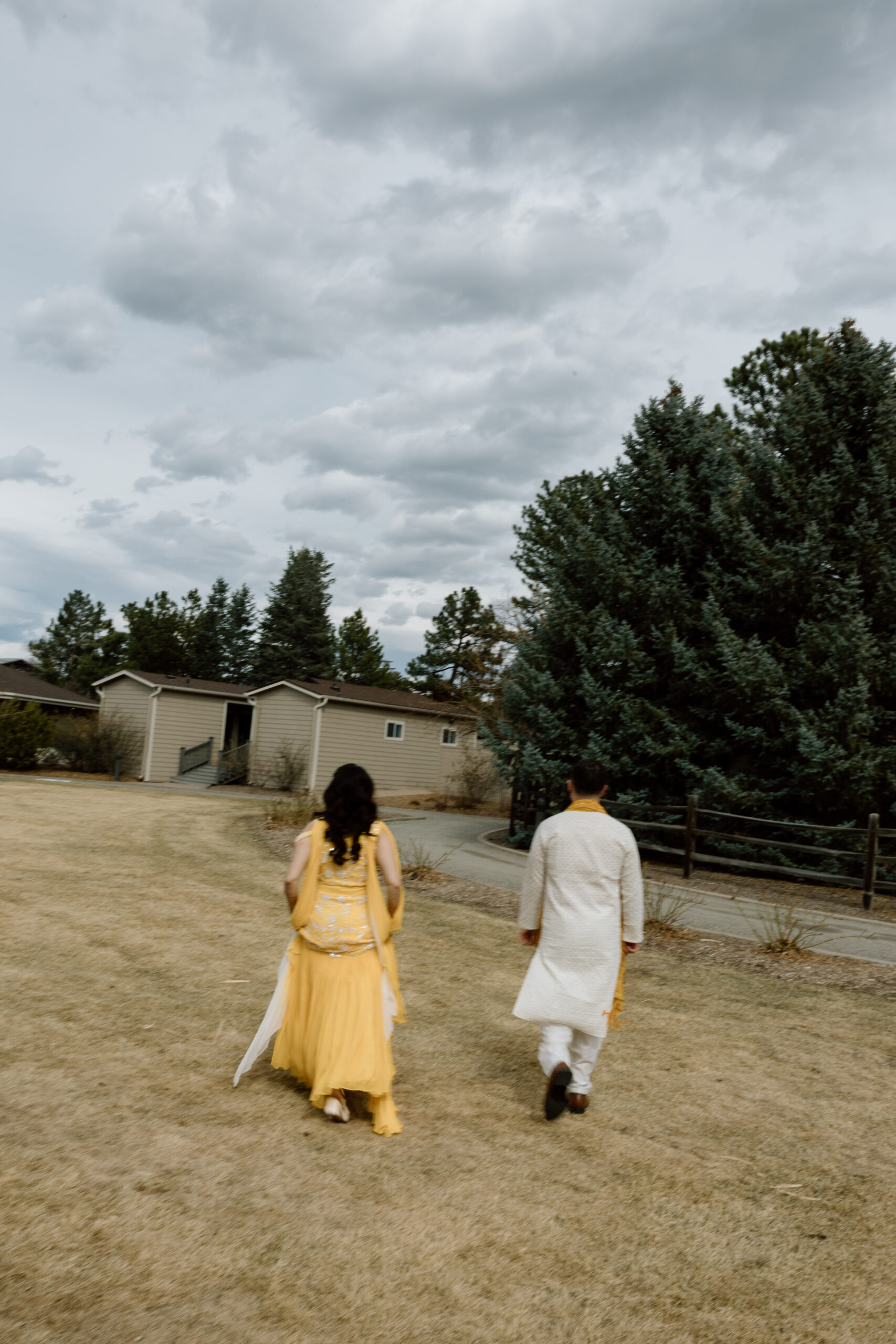 Creative side-angle portrait of a couple during their Denver wedding photography session.