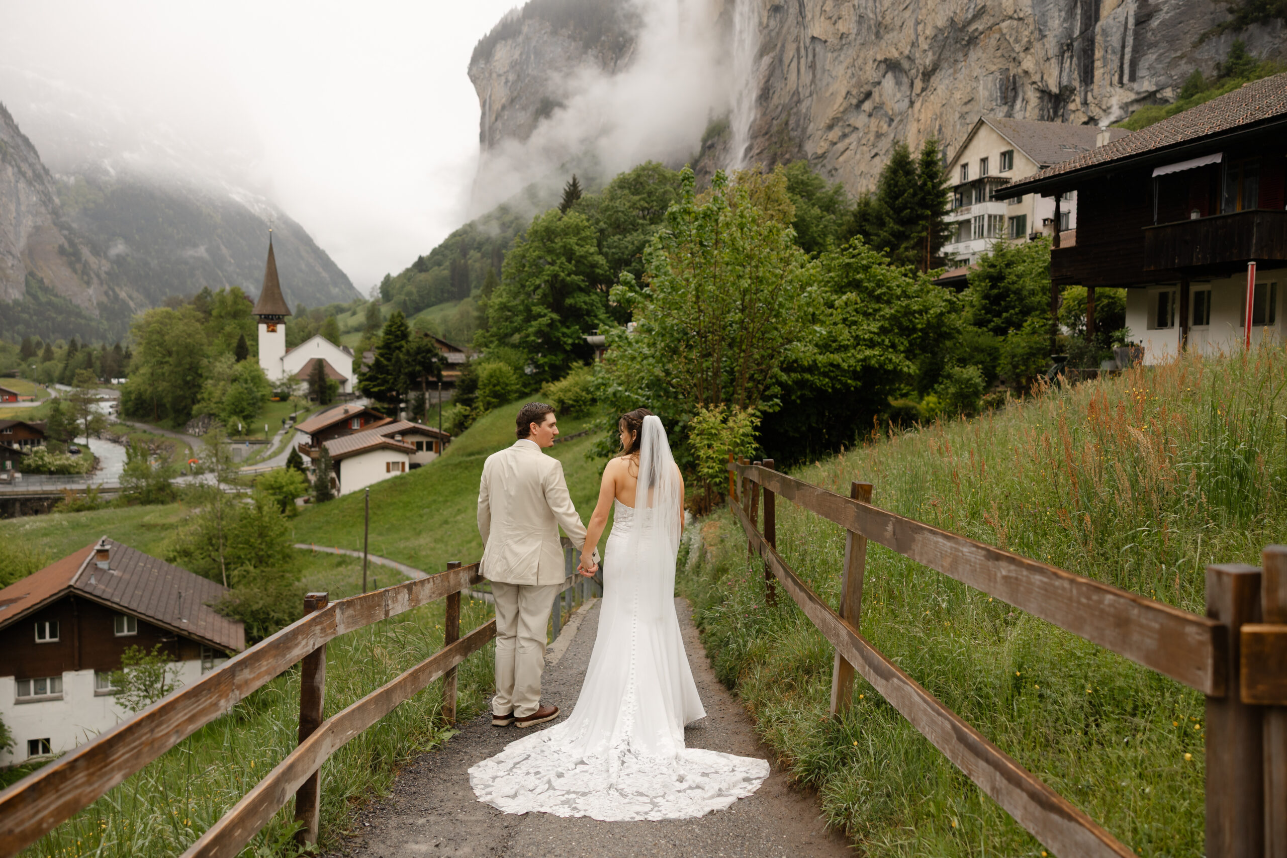 Rainy Swiss Alps elopement in Lauterbrunnen, Switzerland
