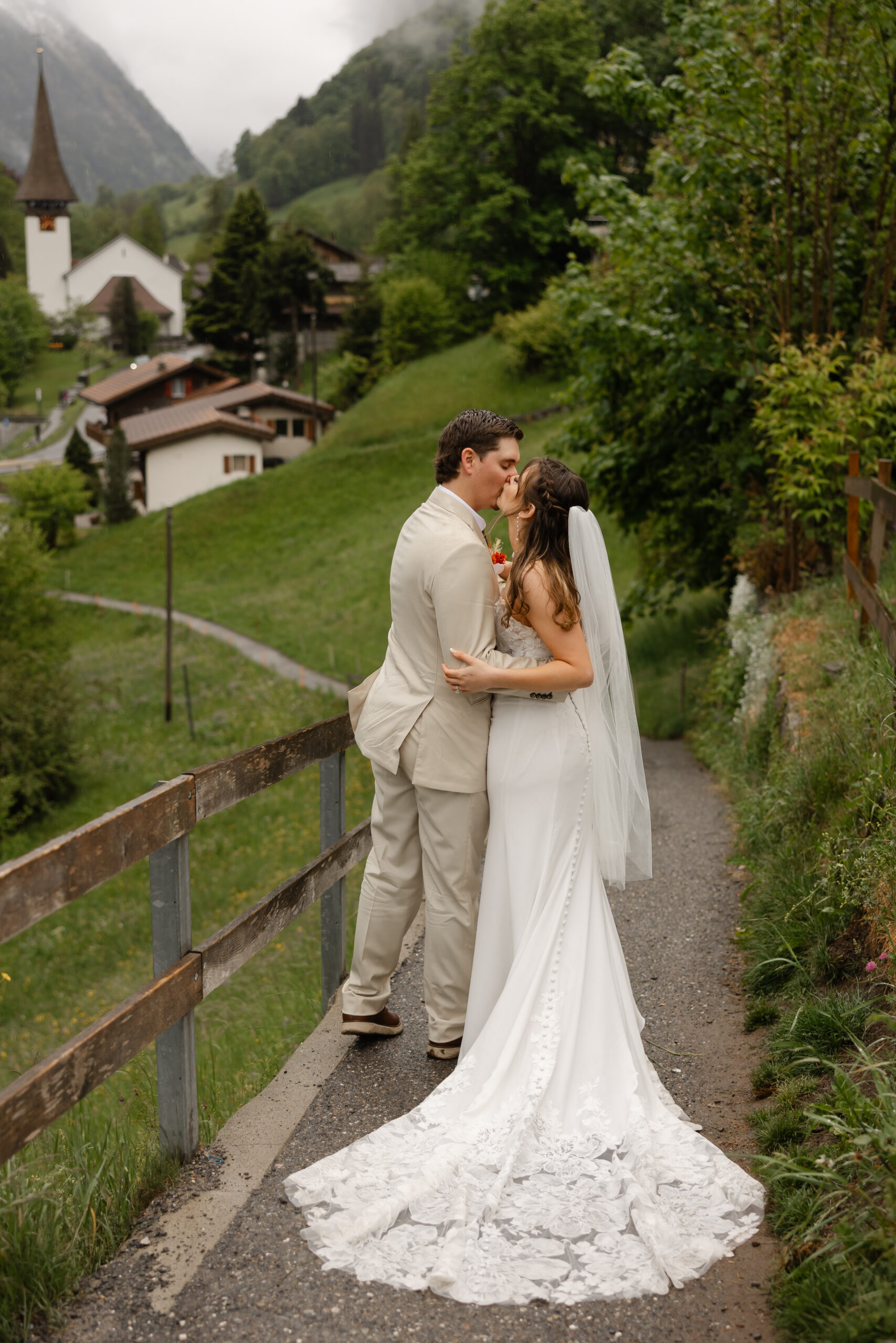 Rainy Swiss Alps elopement in Lauterbrunnen, Switzerland