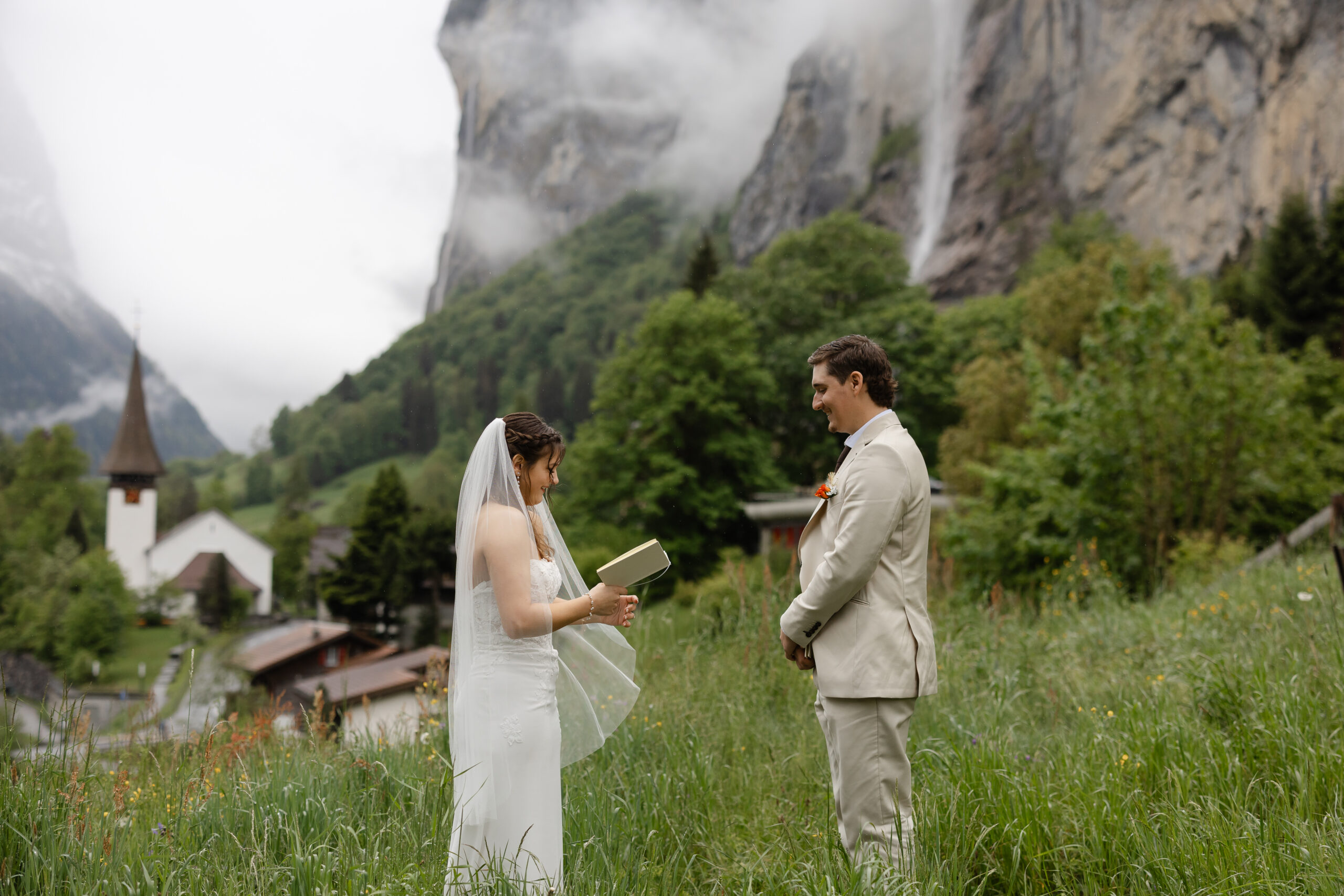 Morgan and Cutter during their Switzerland elopement in Grindelwald