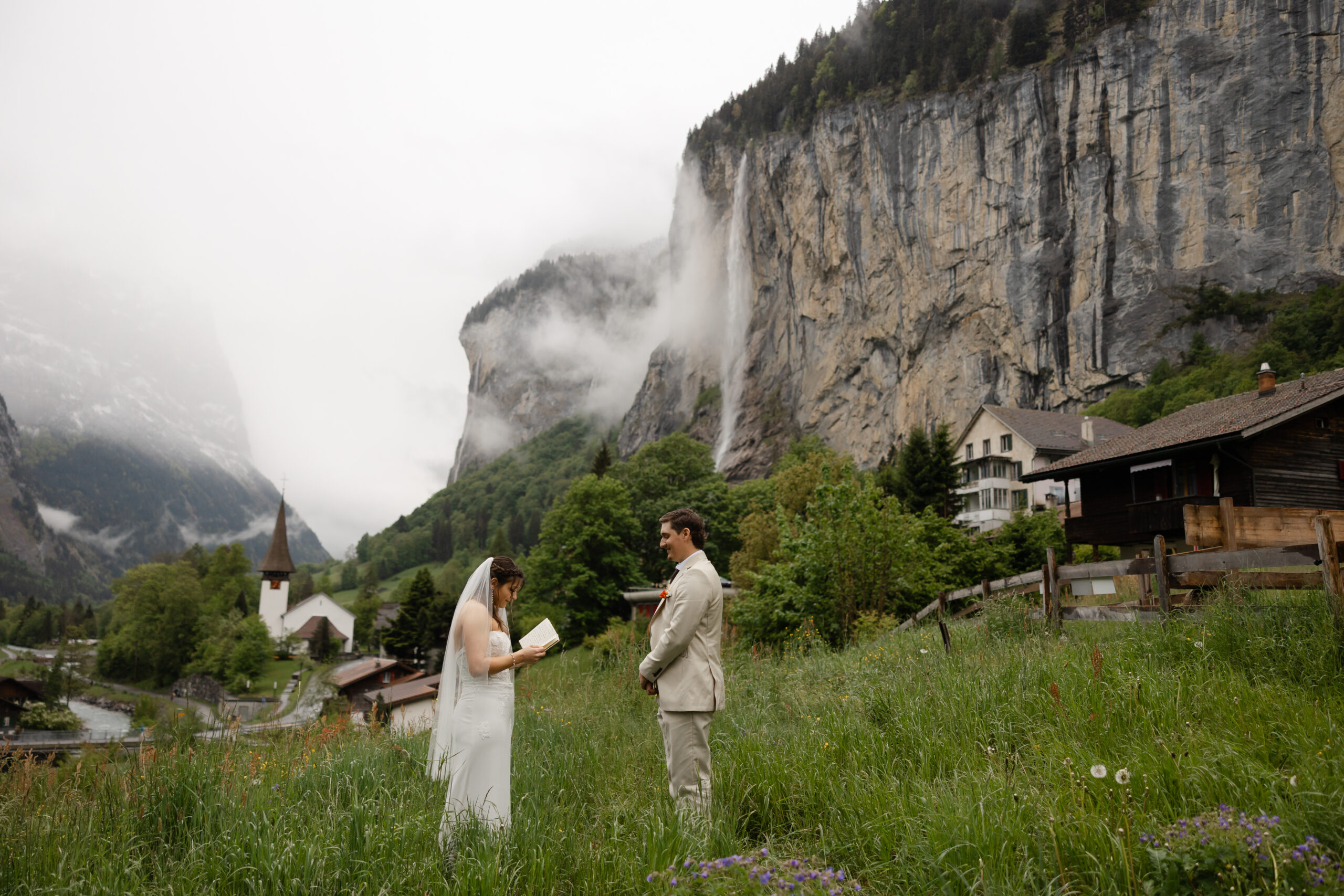 Morgan and Cutter during their Switzerland elopement in Grindelwald