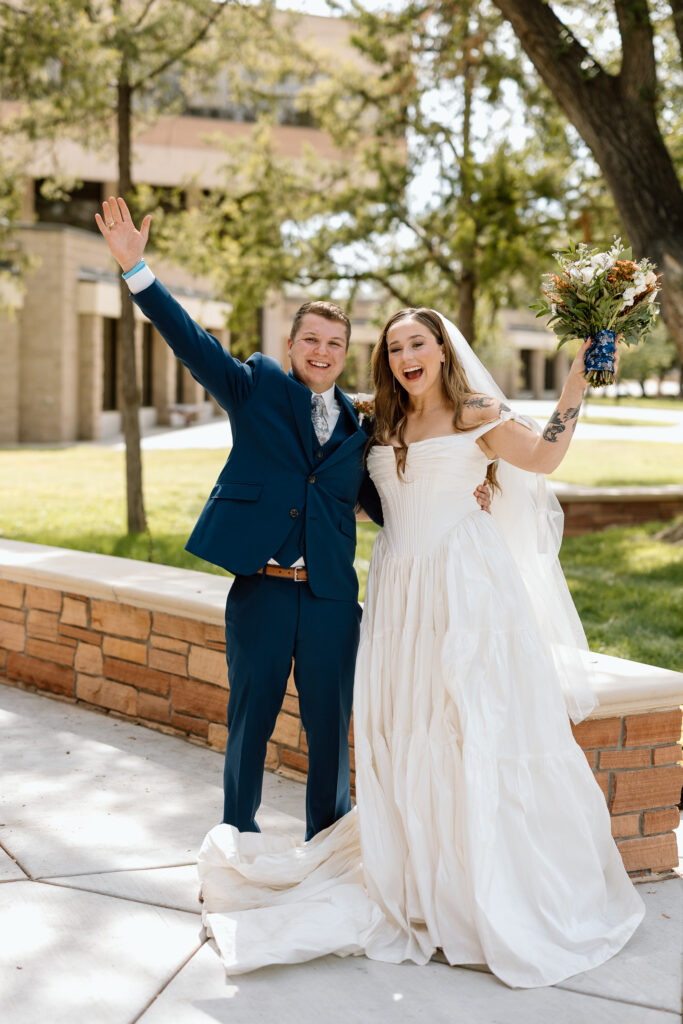 Bride and Groom Portraits at Joseph A Hill Memorial Chapel at WTAMU in Canyon Texas