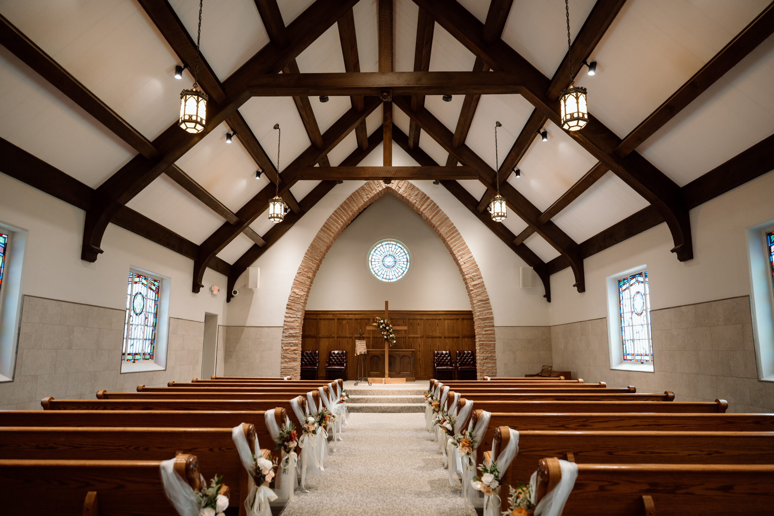 Wedding ceremony inside Joseph A Hill Memorial Chapel at WTAMU in Canyon Texas