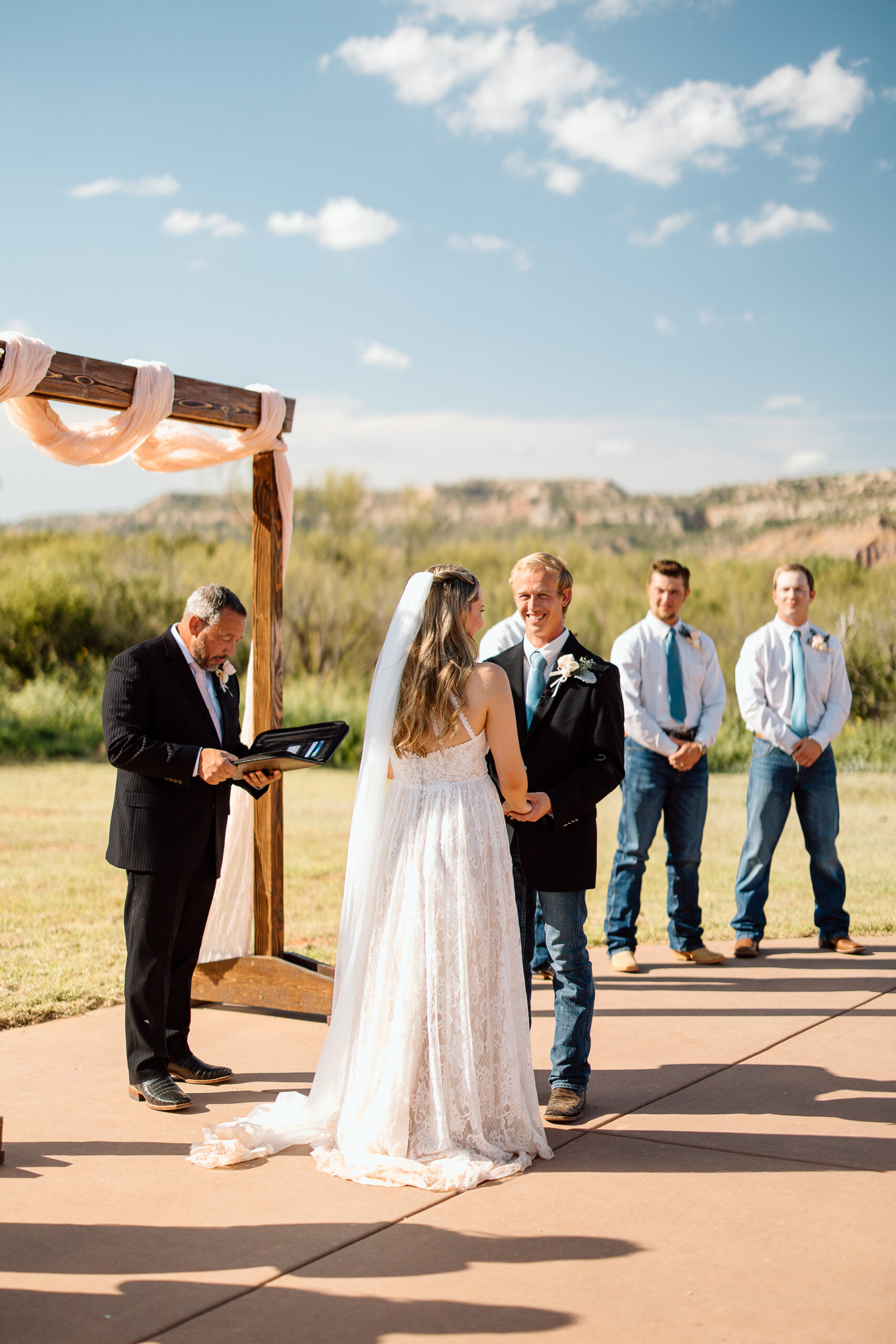 Outdoor wedding ceremony at Mack Dick Pavilion in Palo Duro Canyon