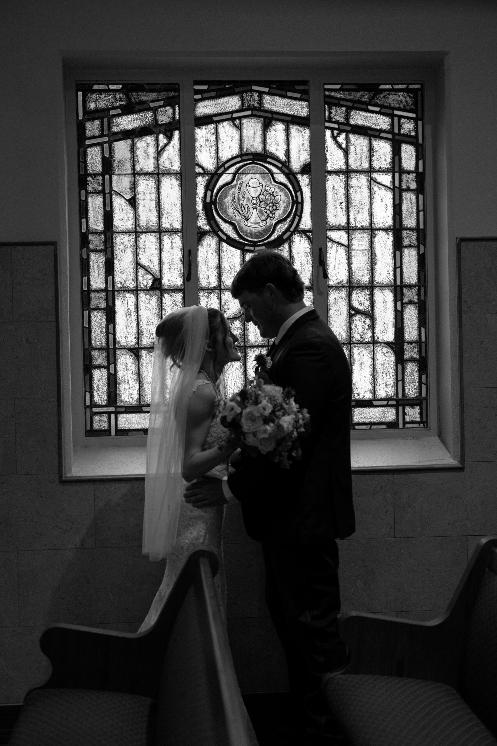 Bride and Groom Portraits at Joseph A Hill Memorial Chapel at WTAMU in Canyon Texas