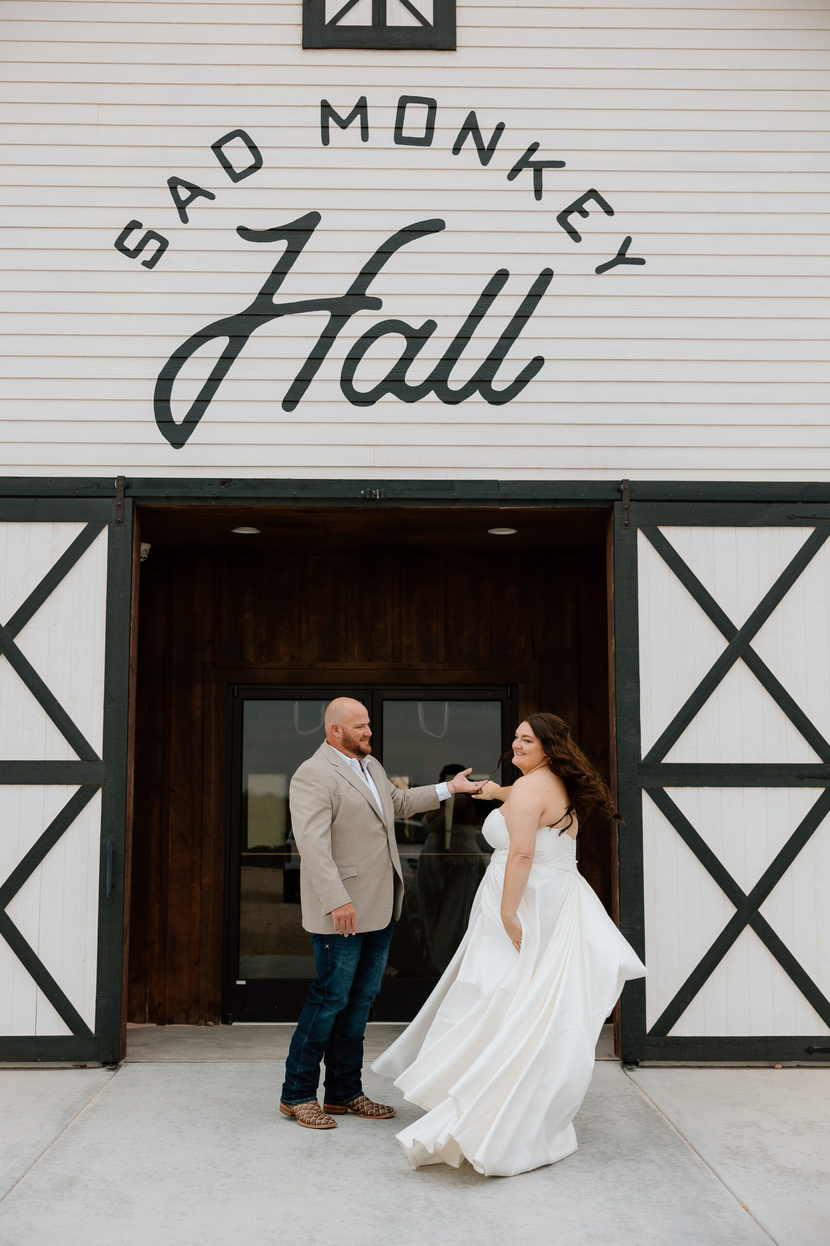 Bride and Groom portraits at Sad Monkey Hall in Canyon TX